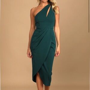 Lulus One Shoulder Asymmetrical Midi Dress